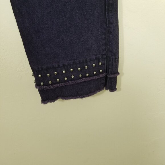 Democracy Purple "Ab" solution Crop Raw Hem Jeans Suze 10 - Picture 3 of 5